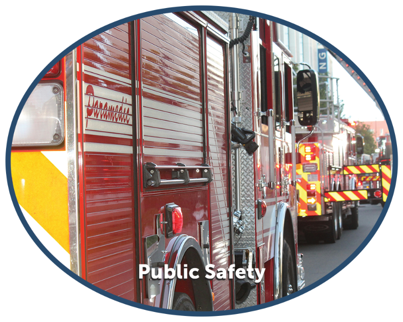 Fire trucks and ambulances