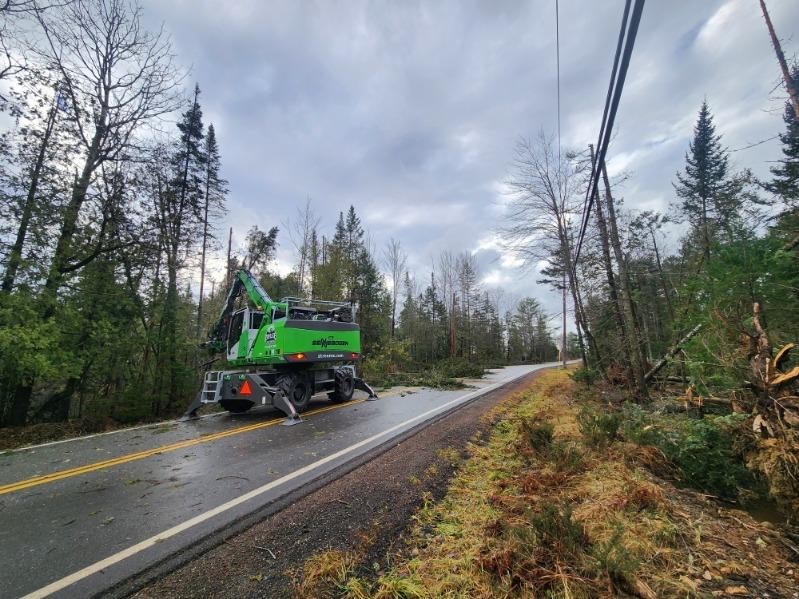 Versant Power vegetation management team working on a road